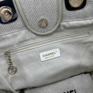 CC Deauville Tweed Bag Black Leather Gold Hardware 34