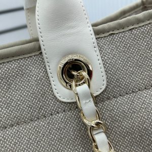 CC Deauville Tweed Bag White Leather Gold Hardware 28