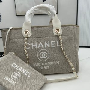 CC Deauville Tweed Bag 33x26x15.5cm White Leather Gold Hardware 29
