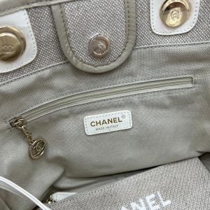 CC Deauville Tweed Bag 33x26x15.5cm White Leather Gold Hardware 29