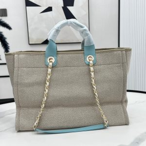 CC Deauville Tweed Bag Blue Sky Leather Gold Hardware 31