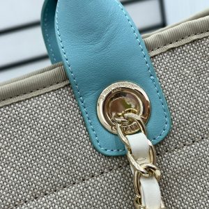 CC Deauville Tweed Bag Blue Sky Leather Gold Hardware 31