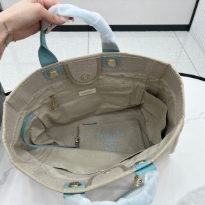 CC Deauville Tweed Bag Blue Sky Leather Gold Hardware 31