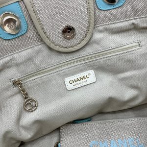 CC Deauville Tweed Bag Blue Sky Leather Gold Hardware 31