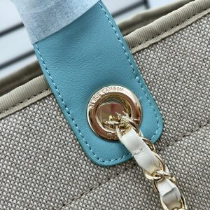 CC Deauville Tweed Bag 33x26x15.5cm Blue Sky Leather Gold Hardware 32