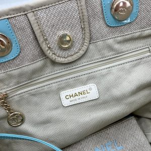 CC Deauville Tweed Bag 33x24x14.5cm Blue Sky Leather Gold Hardware 33