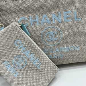 CC Deauville Tweed Bag 33x24x14.5cm Blue Sky Leather Gold Hardware 33