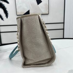 CC Deauville Tweed Bag 33x24x14.5cm Blue Sky Leather Gold Hardware 33