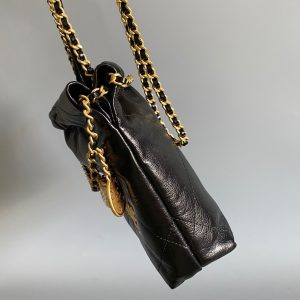 CC HOBO MINI 20CM BLACK LAMBSKIN PEARL CHAIN GHW