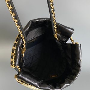 CC HOBO MINI 20CM BLACK LAMBSKIN PEARL CHAIN GHW