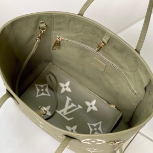 NEVERFULL MM 32 KHAKI CREAM MONOGRAM EMPREINTE LEATHER