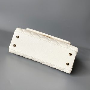 coco handle flap bag 23cm white quilted caviar light gold hardware