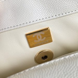 coco handle flap bag 23cm white quilted caviar light gold hardware