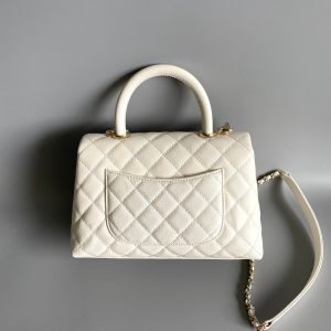 coco handle flap bag 23cm white quilted caviar light gold hardware