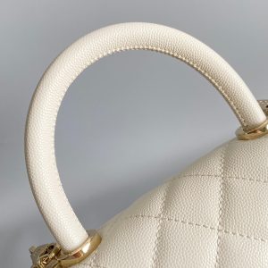 coco handle flap bag 23cm white quilted caviar light gold hardware