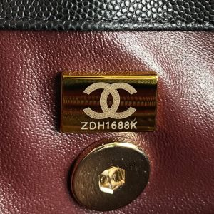 coco handle flap bag 23cm black quilted caviar light gold hardware