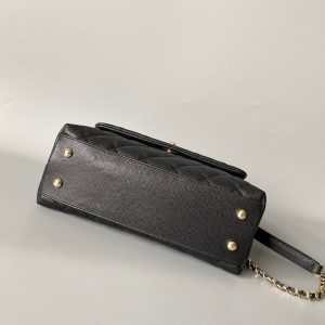 coco handle flap bag 23cm black quilted caviar light gold hardware