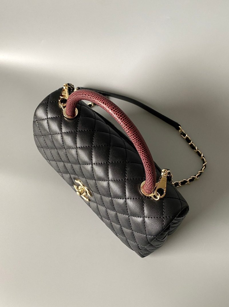20230828_i1693207823_2632_2_jpg coco handle medium flap bag 28cm black quilted caviar dark red top handle