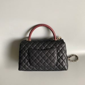 20230828_i1693207823_3634_3_jpg coco handle medium flap bag 28cm black quilted caviar dark red top handle