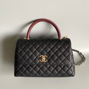 20230828_i1693207823_4306_0_jpg coco handle medium flap bag 28cm black quilted caviar dark red top handle