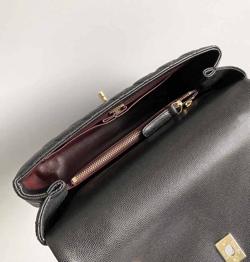 20230828_i1693207823_6510_7_jpg coco handle medium flap bag 28cm black quilted caviar dark red top handle