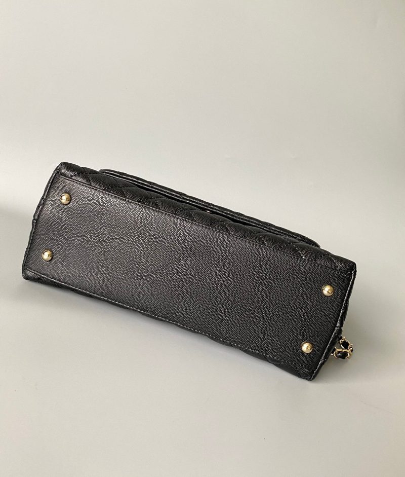 20230828_i1693207823_6965_6_jpg coco handle medium flap bag 28cm black quilted caviar dark red top handle