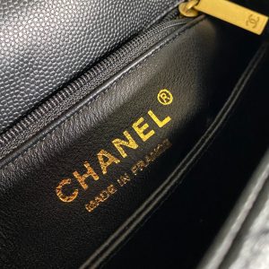 coco handle flap bag 23cm black quilted caviar gold hardware