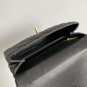 coco handle flap bag 23cm black quilted caviar gold hardware