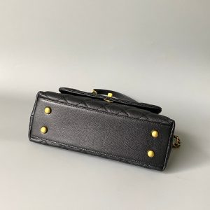 coco handle flap bag 23cm black quilted caviar gold hardware