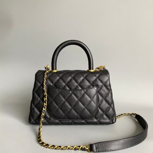 coco handle flap bag 23cm black quilted caviar gold hardware
