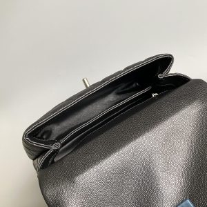 coco handle flap bag 23cm black quilted caviar black top handle