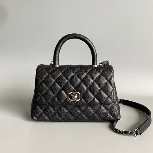 20230828_i1693208235_1981_0_jpg coco handle flap bag 23cm black quilted caviar black top handle