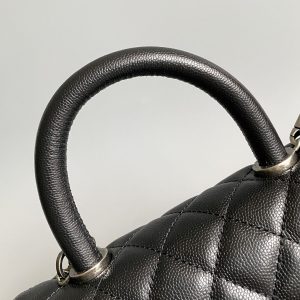 coco handle flap bag 23cm black quilted caviar black top handle