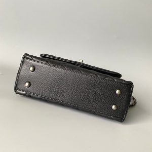 coco handle flap bag 23cm black quilted caviar black top handle