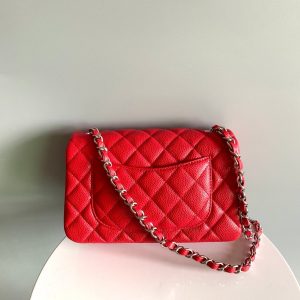 MINI RECTANGLE FLAP BAG 20CM RED CAVIAR SILVER HARDWARE