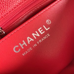 MINI RECTANGLE FLAP BAG 20CM RED CAVIAR SILVER HARDWARE