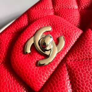 MINI RECTANGLE FLAP BAG 20CM RED CAVIAR SILVER HARDWARE