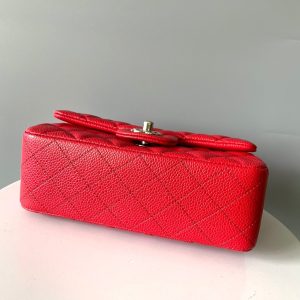 MINI RECTANGLE FLAP BAG 20CM RED CAVIAR SILVER HARDWARE