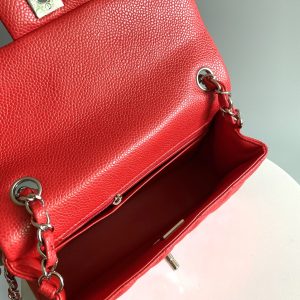 MINI RECTANGLE FLAP BAG 20CM RED CAVIAR SILVER HARDWARE