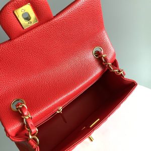 MINI RECTANGLE FLAP BAG 20CM RED CAVIAR GOLD HARDWARE