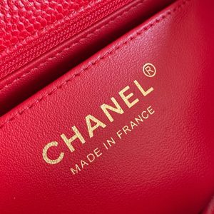 MINI RECTANGLE FLAP BAG 20CM RED CAVIAR GOLD HARDWARE