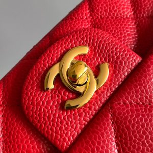 MINI RECTANGLE FLAP BAG 20CM RED CAVIAR GOLD HARDWARE