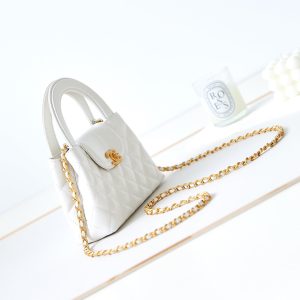 cc 24a nano 19cm kelly shopper bag white lambskin