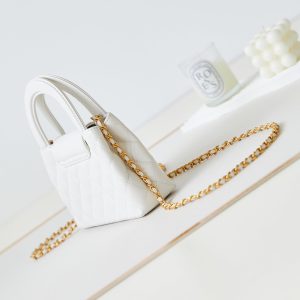 cc 24a nano 19cm kelly shopper bag white lambskin