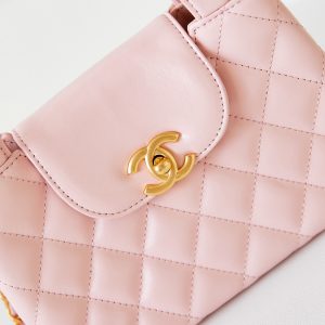 cc 24a nano 19cm kelly shopper bag light pink lambskin