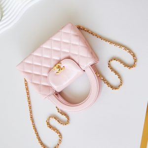 cc 24a nano 19cm kelly shopper bag light pink lambskin