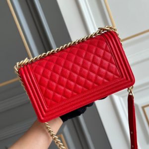 boy medium 25 red quilted caviar aged ghw