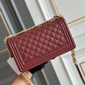 boy medium 25 wine quilted caviar aged ghw