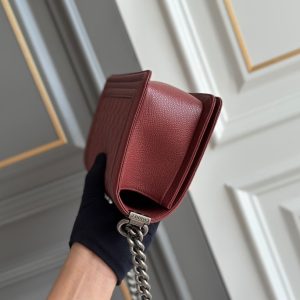 boy medium 25 wine quilted caviar ruthenium hardware