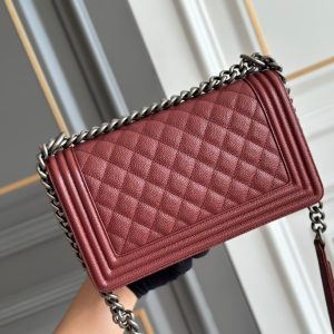 boy medium 25 wine quilted caviar ruthenium hardware